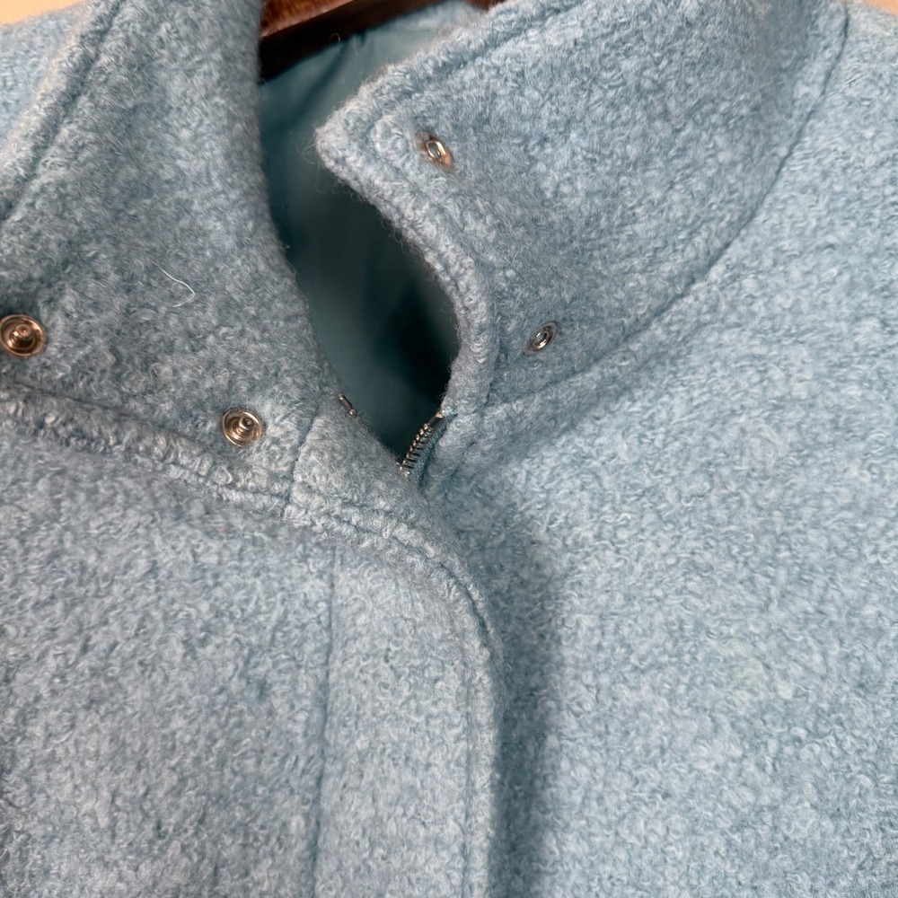 LOFT Mock Neck Blue Wool Blend Mid Length Coat Size XL - Picture 7 of 7